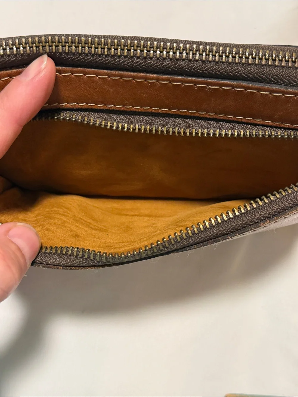 Patricia Nash Leather Wristlet Wallet Cognac Zip Around Organizer